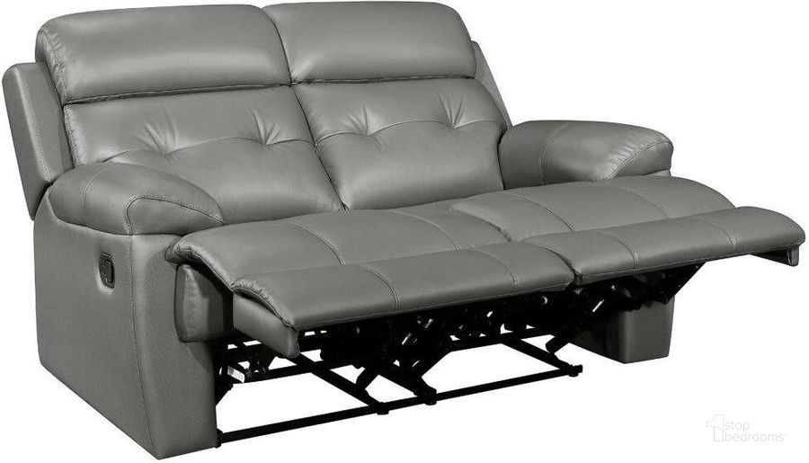 The appearance of Lambent Gray Leather Double Reclining Loveseat designed by Homelegance in the modern / contemporary interior design. This gray piece of furniture  was selected by 1StopBedrooms from Lambent Collection to add a touch of cosiness and style into your home. Sku: 9529GRY-2. Material: Leather. Product Type: Reclining Loveseat. Image1