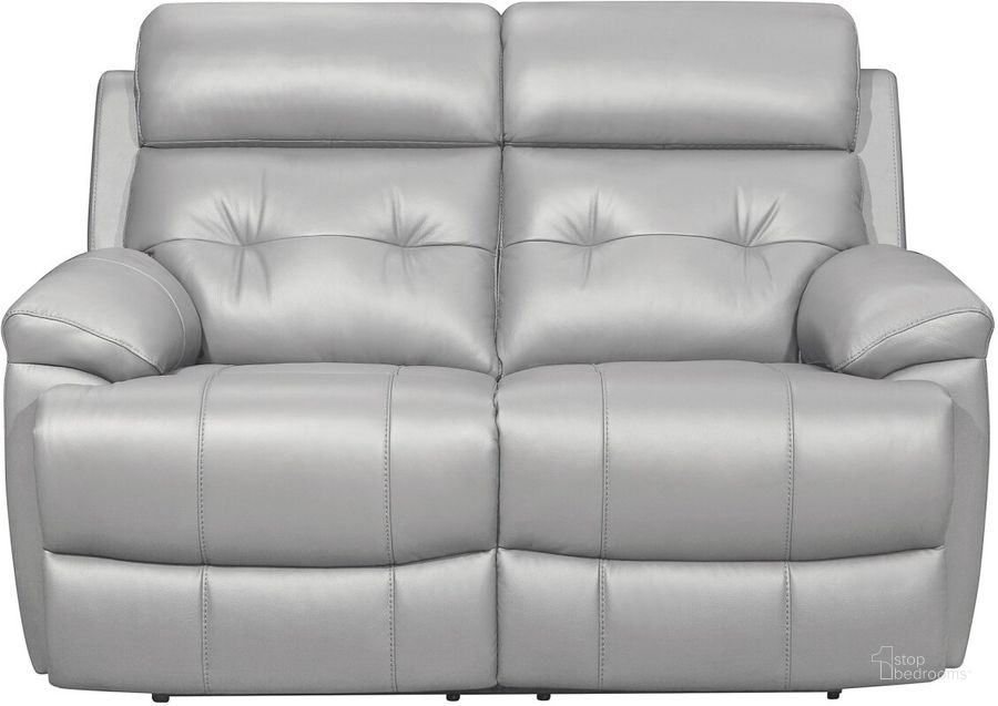The appearance of Lambent Silver Gray Leather Double Reclining Loveseat designed by Homelegance in the modern / contemporary interior design. This gray piece of furniture  was selected by 1StopBedrooms from Lambent Collection to add a touch of cosiness and style into your home. Sku: 9529SVE-2. Material: Wood. Product Type: Reclining Loveseat. Image1
