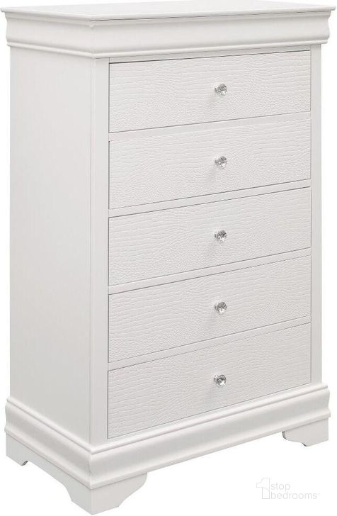 The appearance of Lana White Chest designed by Homelegance in the transitional interior design. This white piece of furniture  was selected by 1StopBedrooms from Lana Collection to add a touch of cosiness and style into your home. Sku: 1556W-9. Material: Wood. Product Type: Chest. Image1
