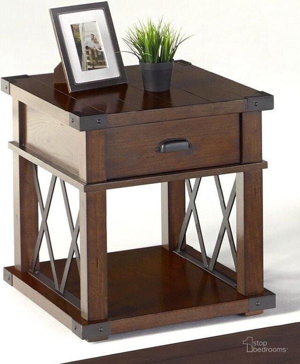 The appearance of Landmark Rectangular End Table In Brown designed by Progressive Furniture in the rustic / southwestern interior design. This brown piece of furniture  was selected by 1StopBedrooms from Landmark Collection to add a touch of cosiness and style into your home. Sku: P527-04. Product Type: End Table. Table Top Shape: Rectangular. Material: Poplar. Image1