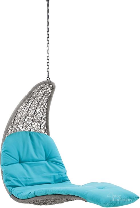 The appearance of Landscape Outdoor Patio Hanging Chaise Lounge Outdoor Patio Swing Chair In Gray Turquoise designed by Modway in the modern / contemporary interior design. This gray turquoise piece of furniture  was selected by 1StopBedrooms from Landscape Collection to add a touch of cosiness and style into your home. Sku: EEI-4589-LGR-TRQ. Material: Rattan. Product Type: Outdoor Chaise Lounge. Image1