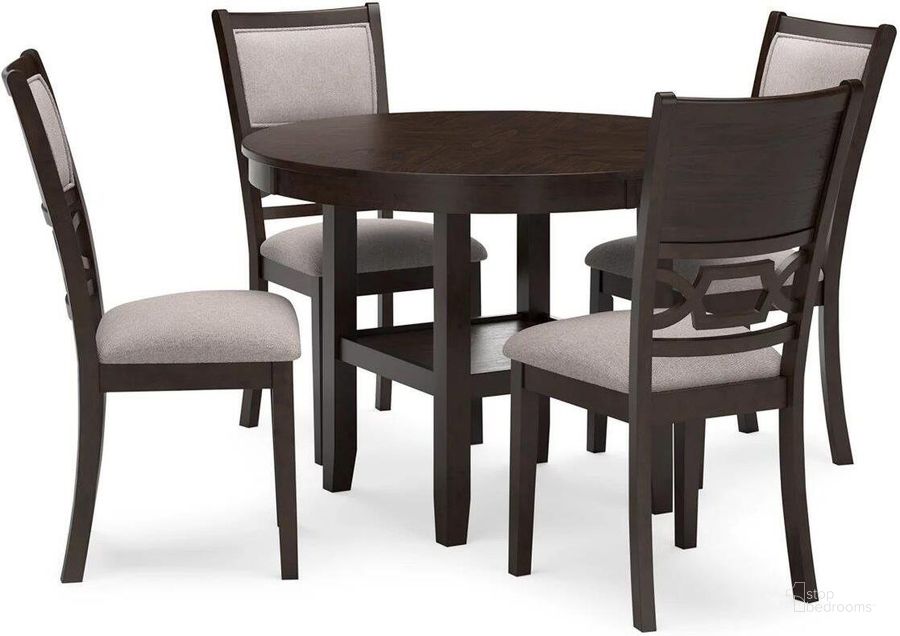 The appearance of Langwest Dining Table and 4 Chairs In Brown designed by Signature Design by Ashley in the transitional interior design. This brown piece of furniture  was selected by 1StopBedrooms from Langwest Collection to add a touch of cosiness and style into your home. Sku: D422-225. Material: Wood. Product Type: Dining Room Set. Image1