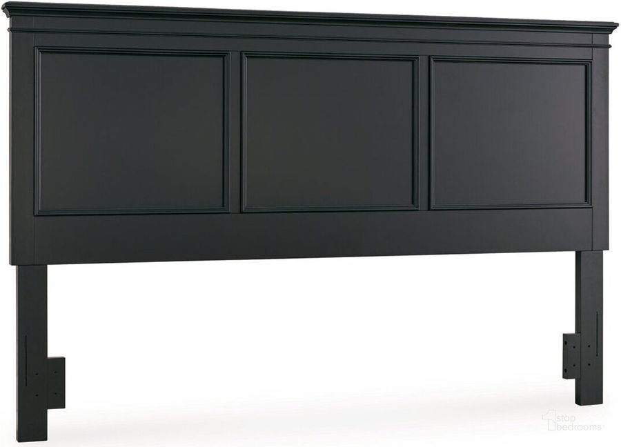 The appearance of Lanolee Black King/California King Panel Headboard Only designed by Signature Design by Ashley in the transitional interior design. This black piece of furniture  was selected by 1StopBedrooms from Lanolee Collection to add a touch of cosiness and style into your home. Sku: B687-58. Material: Wood. Product Type: Headboard. Bed Size: King. Image1