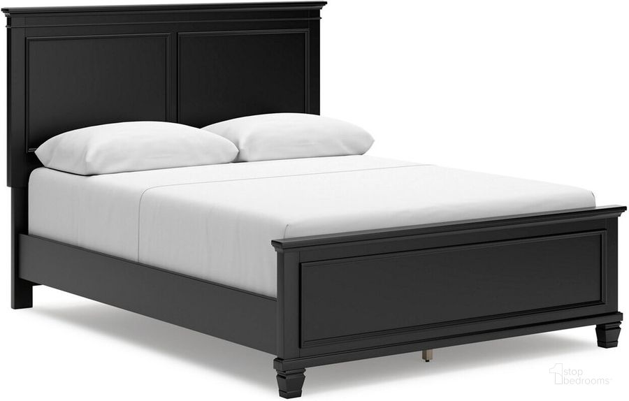 The appearance of Lanolee Queen Panel Bed In Black designed by Signature Design by Ashley in the transitional interior design. This black piece of furniture  was selected by 1StopBedrooms from Lanolee Collection to add a touch of cosiness and style into your home. Sku: B687-54;B687-57;B687-97. Bed Type: Panel Bed. Material: Wood. Product Type: Panel Bed. Bed Size: Queen. Image1