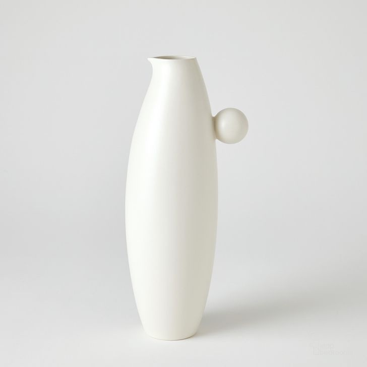 The appearance of Large Ball Handled Pitcher In White designed by Global Views in the modern / contemporary interior design. This white piece of furniture  was selected by 1StopBedrooms from The Ball Handled Collection to add a touch of cosiness and style into your home. Sku: 1.10848. Material: Ceramic. Product Type: Decorative Accessory. Image1