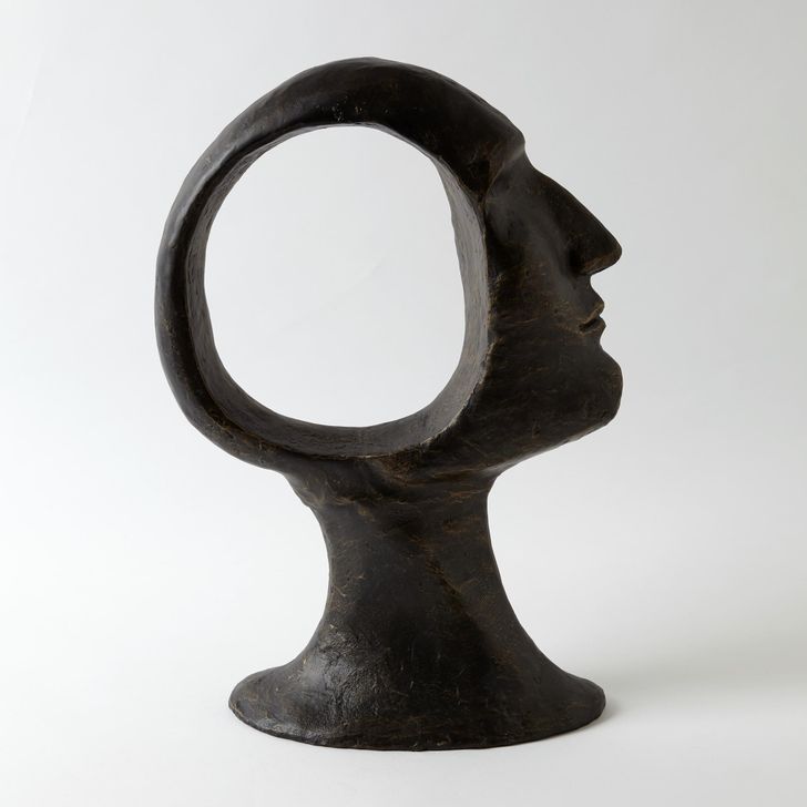 The appearance of Large Hollow Head Woman In Bronze designed by Global Views in the modern / contemporary interior design. This bronze piece of furniture  was selected by 1StopBedrooms from Hollow Collection to add a touch of cosiness and style into your home. Sku: 8.82459. Product Type: Decorative Accessory. Material: Iron. Image1