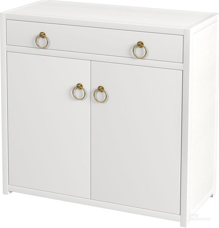 The appearance of Lark 2 Door Cabinet with Storage In White designed by Butler Specialty Company in the modern / contemporary interior design. This white piece of furniture  was selected by 1StopBedrooms from Lark Collection to add a touch of cosiness and style into your home. Sku: 5673304. Material: Wood. Product Type: Accent Cabinet. Image1