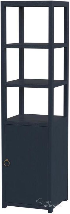 The appearance of Lark 3-Tier 1 Door Narrow Etagere Bookcase In Navy Blue designed by Butler Specialty Company in the traditional interior design. This navy blue piece of furniture  was selected by 1StopBedrooms from Lark Collection to add a touch of cosiness and style into your home. Sku: 5565291. Material: Wood. Product Type: Bookcase. Image1