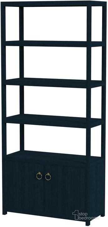 The appearance of Lark 4-Tier Etagere Etagere Bookcase In Navy Blue designed by Butler Specialty Company in the modern / contemporary interior design. This navy blue piece of furniture  was selected by 1StopBedrooms from Lark Collection to add a touch of cosiness and style into your home. Sku: 5674291. Material: Wood. Product Type: Bookcase. Image1