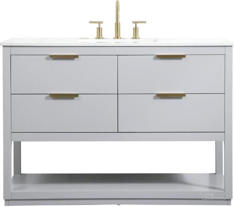 The appearance of Larkin 48 Inch Single Bathroom Vanity In Grey designed by Elegant Lighting in the transitional interior design. This grey piece of furniture  was selected by 1StopBedrooms from Larkin Collection to add a touch of cosiness and style into your home. Sku: VF19248GR. Material: Wood. Product Type: Bathroom Vanity. Image1
