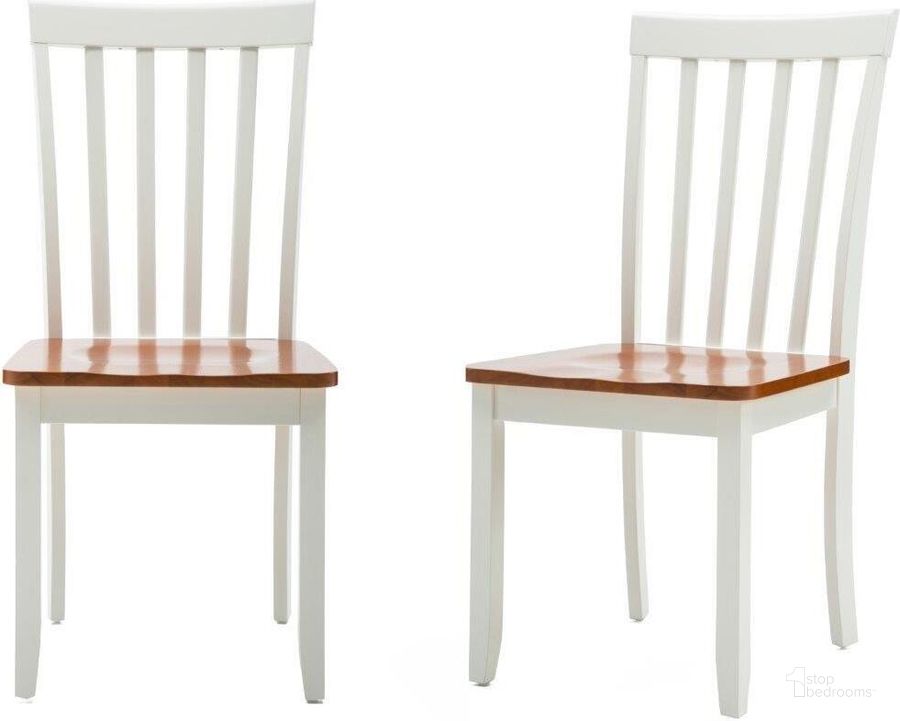 The appearance of Larnaca White and Oak Dining Chair Set of 2 designed by Windsor Home in the country / farmhouse interior design. This white and oak piece of furniture  was selected by 1StopBedrooms from Larnaca Collection to add a touch of cosiness and style into your home. Sku: 22031. Product Type: Dining Chair. Material: Rubberwood. Image1