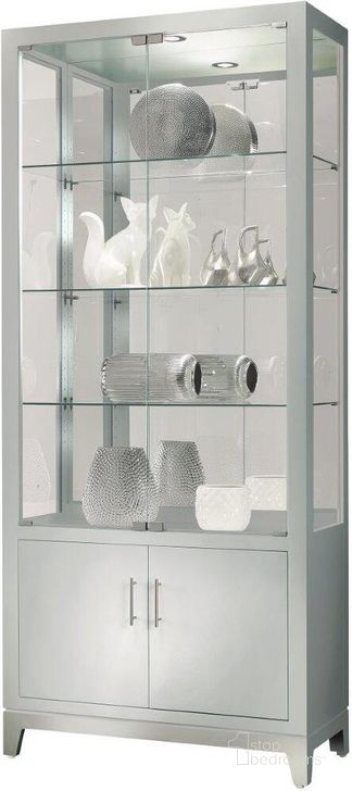 The appearance of Larson Ii Curio Cabinet In Silver designed by Howard Miller in the modern / contemporary interior design. This white piece of furniture  was selected by 1StopBedrooms from Larson Collection to add a touch of cosiness and style into your home. Sku: 680751. Product Type: Curio Cabinet.