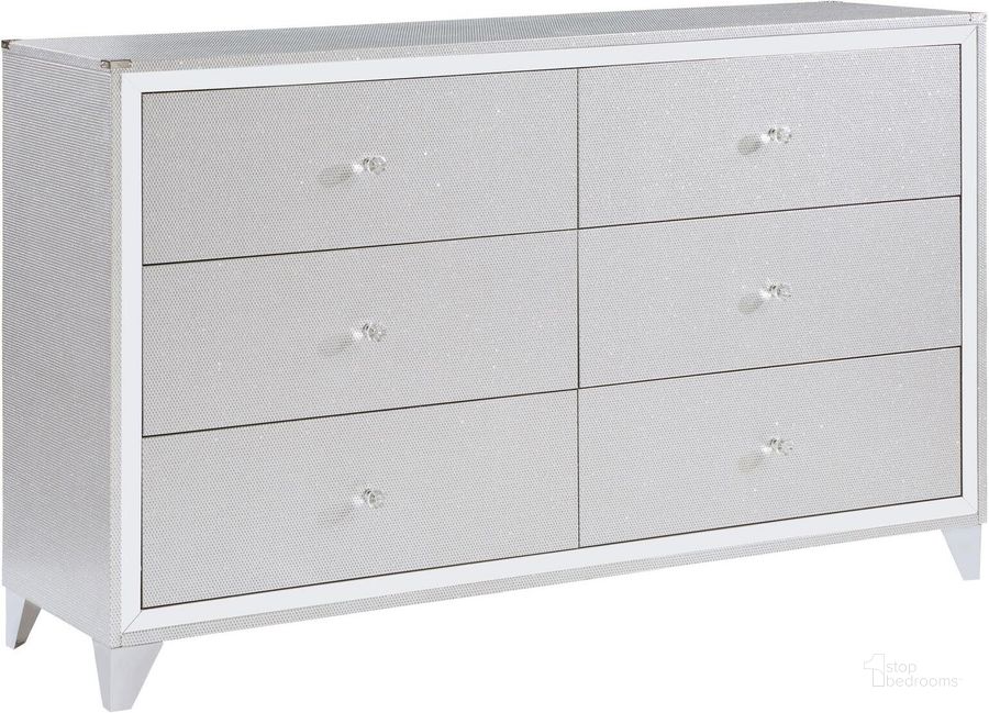 The appearance of Larue 6-Drawer Dresser In Silver designed by Coaster in the modern / contemporary interior design. This silver piece of furniture  was selected by 1StopBedrooms from Larue Collection to add a touch of cosiness and style into your home. Sku: 224493. Material: Wood. Product Type: Dresser. Image1