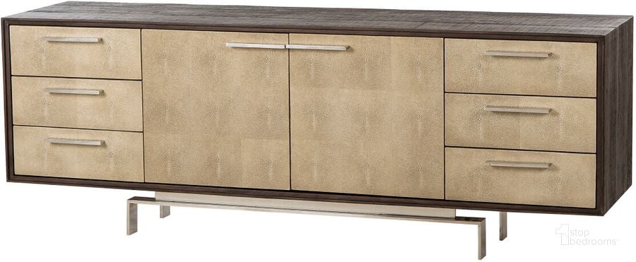 The appearance of Latham Large Credenza In Brown designed by Sonder Living in the modern / contemporary interior design. This brown piece of furniture  was selected by 1StopBedrooms from Latham Collection to add a touch of cosiness and style into your home. Sku: FG0704259. Material: Wood. Product Type: Credenza. Image1