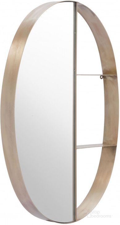 The appearance of Latitude Antique Bronze Oval Mirror designed by Zuo Modern in the modern / contemporary interior design. This antique bronze piece of furniture  was selected by 1StopBedrooms from Latitude Collection to add a touch of cosiness and style into your home. Sku: A12203. Material: Steel. Product Type: Accent Mirror. Image1