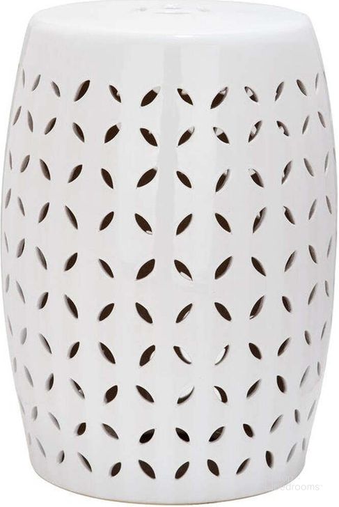 The appearance of Lattice White Petal Garden Stool designed by Safavieh in the modern / contemporary interior design. This white piece of furniture  was selected by 1StopBedrooms from Lattice Collection to add a touch of cosiness and style into your home. Sku: ACS4509A. Product Type: Stool. Image1