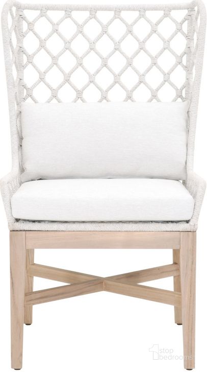 The appearance of Lattis Gray Outdoor Wing Chair designed by Essentials For Living in the transitional interior design. This white piece of furniture  was selected by 1StopBedrooms from Woven Collection to add a touch of cosiness and style into your home. Sku: 6804.WHT/WHT/GT. Material: Wood. Product Type: Outdoor Chair. Image1