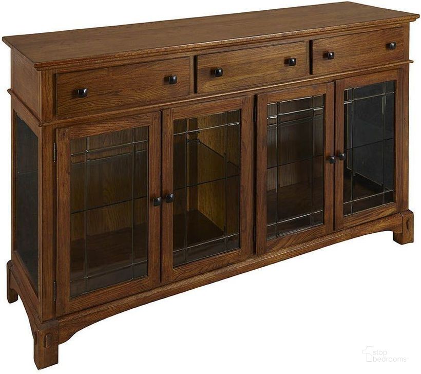 The appearance of Laurelhurst 66" Mission Oak Buffet designed by A-America in the transitional interior design. This brown piece of furniture  was selected by 1StopBedrooms from Laurelhurst Collection to add a touch of cosiness and style into your home. Sku: LAUOA9080. Material: Wood. Product Type: Buffets, Sideboards and Server. Image1