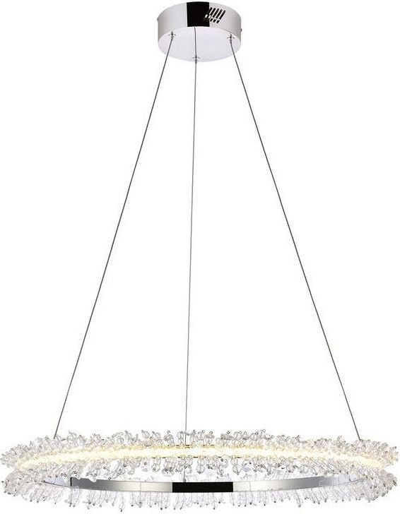 The appearance of Laurel Led 26 Inch Chrome Pendant designed by Elegant Lighting in the transitional interior design. This chrome piece of furniture  was selected by 1StopBedrooms from Laurel Collection to add a touch of cosiness and style into your home. Sku: 3506D26C. Material: Aluminum. Product Type: Pendant Lighting. Image1