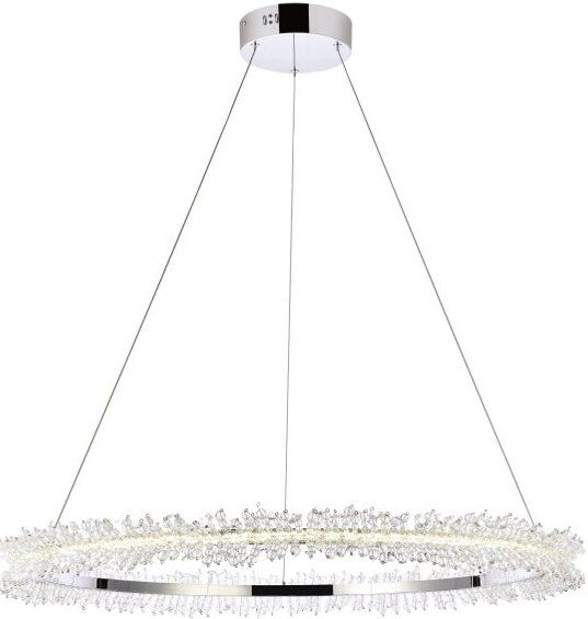 The appearance of Laurel Led 34 Inch Chrome Pendant designed by Elegant Lighting in the transitional interior design. This chrome piece of furniture  was selected by 1StopBedrooms from Laurel Collection to add a touch of cosiness and style into your home. Sku: 3506D34C. Material: Aluminum. Product Type: Pendant Lighting. Image1