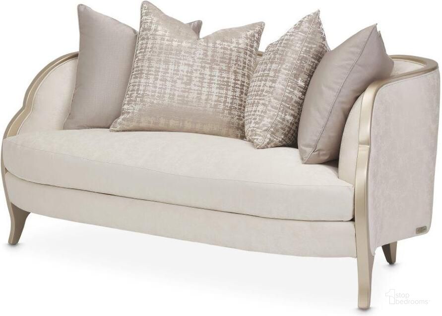 The appearance of Laurencio Chardonnay Loveseat designed by Bennett Interiors in the transitional interior design. This chardonnay piece of furniture  was selected by 1StopBedrooms from Laurencio Collection to add a touch of cosiness and style into your home. Sku: N9007825-CLDWH-822. Material: Polyester. Product Type: Loveseat. Image1