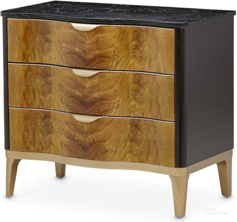 The appearance of Laurencio Dark Espresso Nightstand designed by Bennett Interiors in the modern / contemporary interior design. This dark espresso piece of furniture  was selected by 1StopBedrooms from Laurencio Collection to add a touch of cosiness and style into your home. Sku: 9007040-411. Material: Wood. Product Type: Nightstand. Image1
