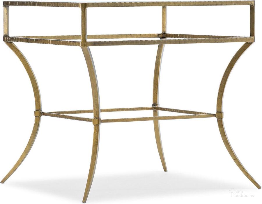 The appearance of Laureng End Table designed by Hooker in the traditional interior design. This gold piece of furniture  was selected by 1StopBedrooms from 5846-80 Collection to add a touch of cosiness and style into your home. Sku: 5846-80113-15. Product Type: End Table. Material: Iron. Image1