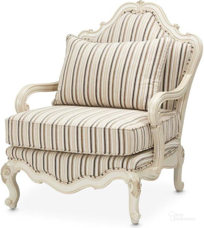 The appearance of Lavelle Classic Pearl Bergere Wood Chair In Birch designed by AICO in the traditional interior design. This ivory piece of furniture  was selected by 1StopBedrooms from Lavelle Classic Pearl Collection to add a touch of cosiness and style into your home. Sku: 54835-BIRCH-113. Material: Polyester. Product Type: Chair. Image1