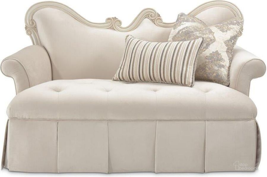The appearance of Lavelle Classic Pearl Settee In Ivory designed by AICO in the traditional interior design. This ivory piece of furniture  was selected by 1StopBedrooms from Lavelle Classic Pearl Collection to add a touch of cosiness and style into your home. Sku: 54864-IVORY-113. Material: Polyester. Product Type: Settee. Image1