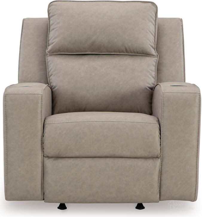 The appearance of Lavenhorne Rocker Recliner In Pebble designed by Signature Design by Ashley in the modern / contemporary interior design. This pebble piece of furniture  was selected by 1StopBedrooms from Lavenhorne Collection to add a touch of cosiness and style into your home. Sku: 6330725. Material: Fabric. Product Type: Rocker Recliner. Image1