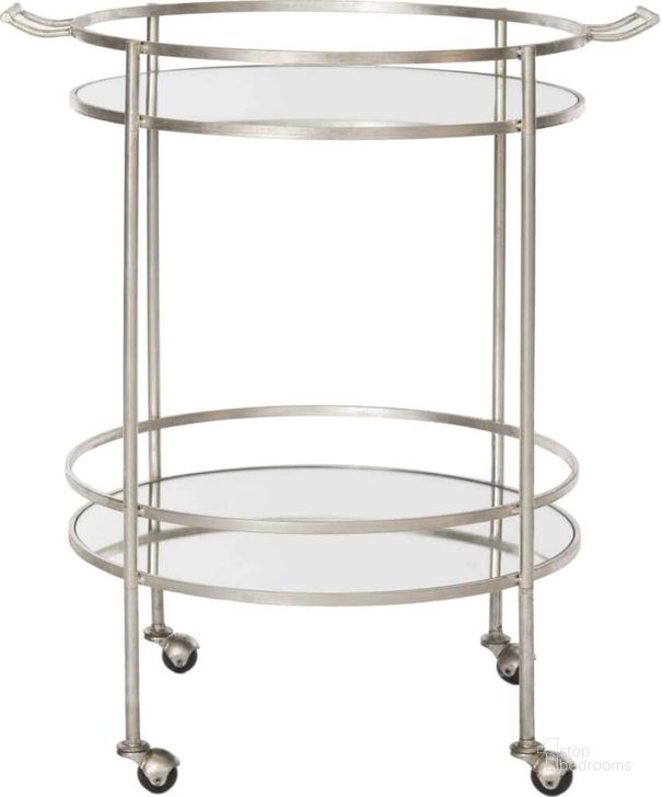 The appearance of Lavinia Silver Bar Cart designed by Safavieh in the modern / contemporary interior design. This silver piece of furniture  was selected by 1StopBedrooms from Lavinia Collection to add a touch of cosiness and style into your home. Sku: FOX2552A. Product Type: Bar Cart. Material: Iron. Image1