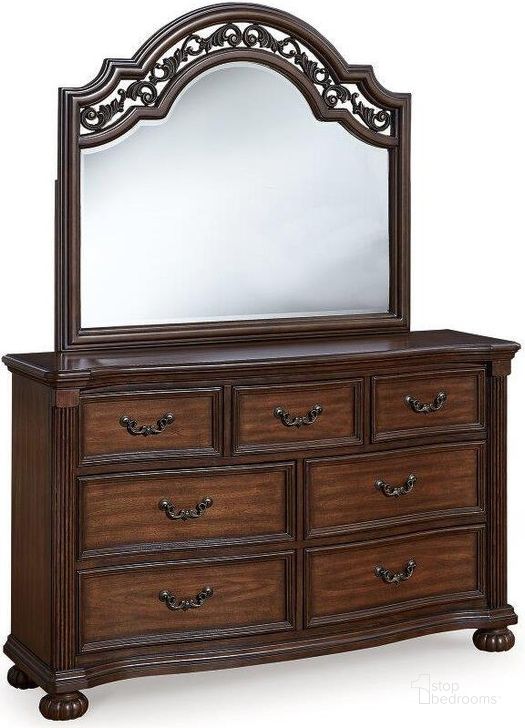The appearance of Glenville Brown Dresser and Mirror designed by Harbour Home in the traditional interior design. This brown piece of furniture  was selected by 1StopBedrooms from Glenville Collection to add a touch of cosiness and style into your home. Sku: B764-31;B764-36. Material: Wood. Product Type: Dresser and Mirror.
