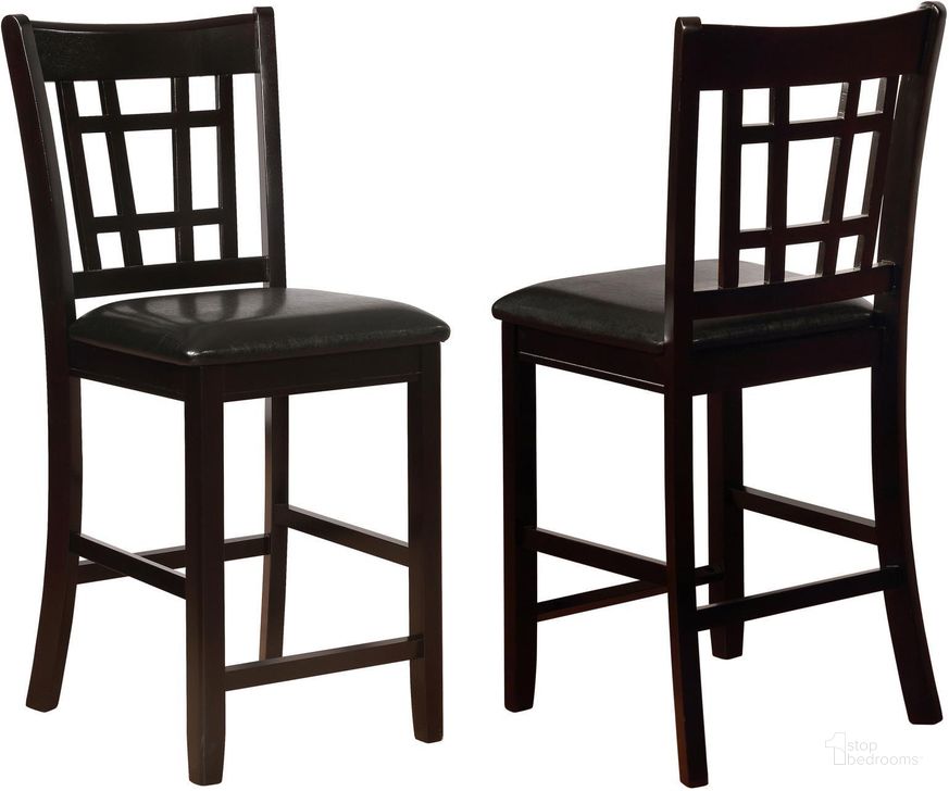 The appearance of Lavon Dark Brown 24" Bar Stool Set of 2 designed by Coaster in the transitional interior design. This brown piece of furniture  was selected by 1StopBedrooms from Lavon Collection to add a touch of cosiness and style into your home. Sku: 102889. Product Type: Barstool. Material: Vinyl. Image1