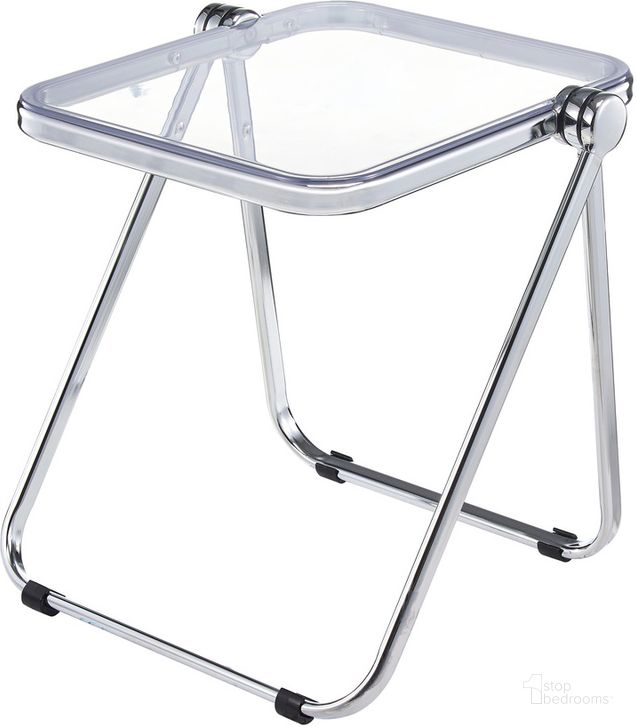 The appearance of Lawrence Rectangular Folding Side Table In Clear designed by LeisureMod in the transitional interior design. This clear piece of furniture  was selected by 1StopBedrooms from Lawrence Collection to add a touch of cosiness and style into your home. Sku: LFT17CL. Material: Aluminum. Product Type: Side Table. Image1