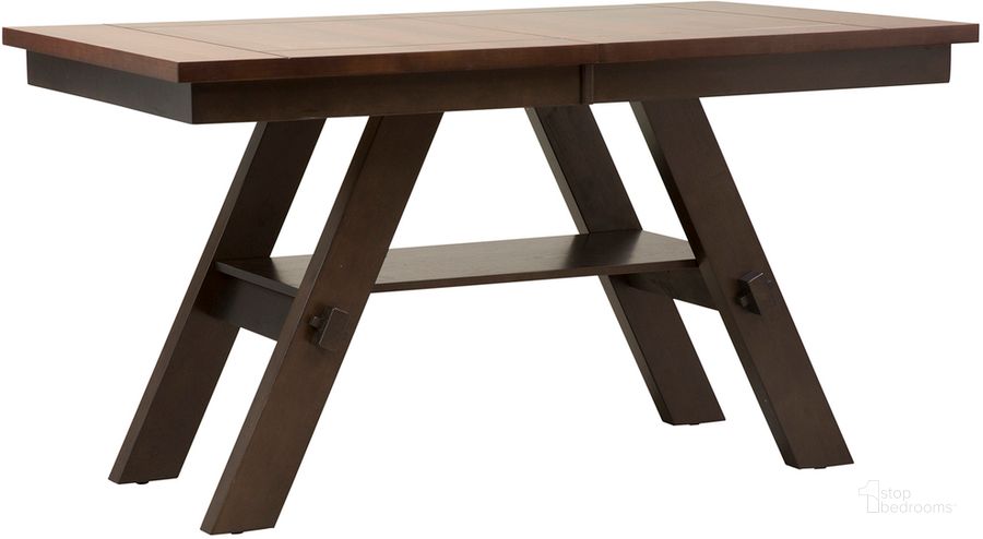 The appearance of Lawson Gathering Table designed by Liberty in the transitional interior design. This brown piece of furniture  was selected by 1StopBedrooms from Lawson Collection to add a touch of cosiness and style into your home. Sku: 116-GT4078T;116-GT4078B. Table Base Style: Trestle. Product Type: Dining Table. Table Top Shape: Rectangular. Material: Rubberwood. Image1