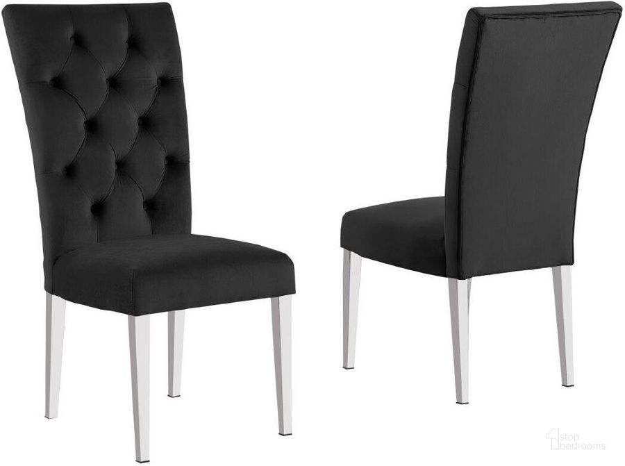The appearance of Layla Modern Velvet Upholstered Side Chair Set of 2 In Black designed by Best Master Furniture in the modern / contemporary interior design. This black piece of furniture  was selected by 1StopBedrooms from Layla Collection to add a touch of cosiness and style into your home. Sku: LX03BLKCH. Product Type: Side Chair. Material: Velvet. Image1