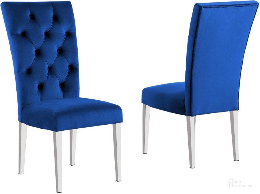 The appearance of Layla Modern Velvet Upholstered Side Chair Set of 2 In Blue designed by Best Master Furniture in the modern / contemporary interior design. This blue piece of furniture  was selected by 1StopBedrooms from Layla Collection to add a touch of cosiness and style into your home. Sku: LX03BLCH. Product Type: Side Chair. Material: Velvet. Image1