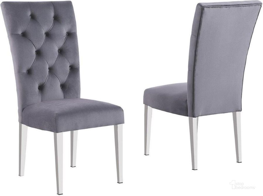 The appearance of Layla Modern Velvet Upholstered Side Chair Set of 2 In Gray designed by Best Master Furniture in the modern / contemporary interior design. This gray piece of furniture  was selected by 1StopBedrooms from Layla Collection to add a touch of cosiness and style into your home. Sku: LX03GCH. Product Type: Side Chair. Material: Velvet. Image1