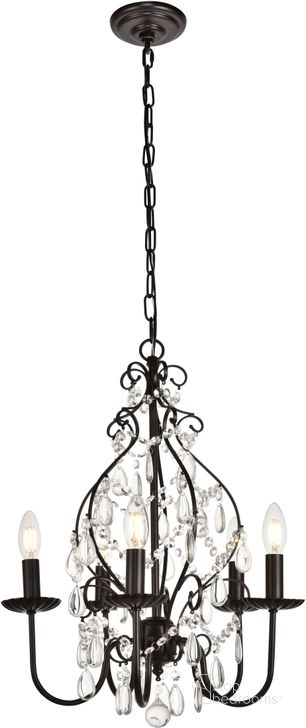 The appearance of Blaise 17" Oil Rubbed Bronze 5 Light Pendant designed by Elegant Lighting in the modern / contemporary interior design. This gray piece of furniture  was selected by 1StopBedrooms from Blaise Collection to add a touch of cosiness and style into your home. Sku: LD5003D17ORB. Product Type: Pendant Lighting. Material: Crystal. Image1