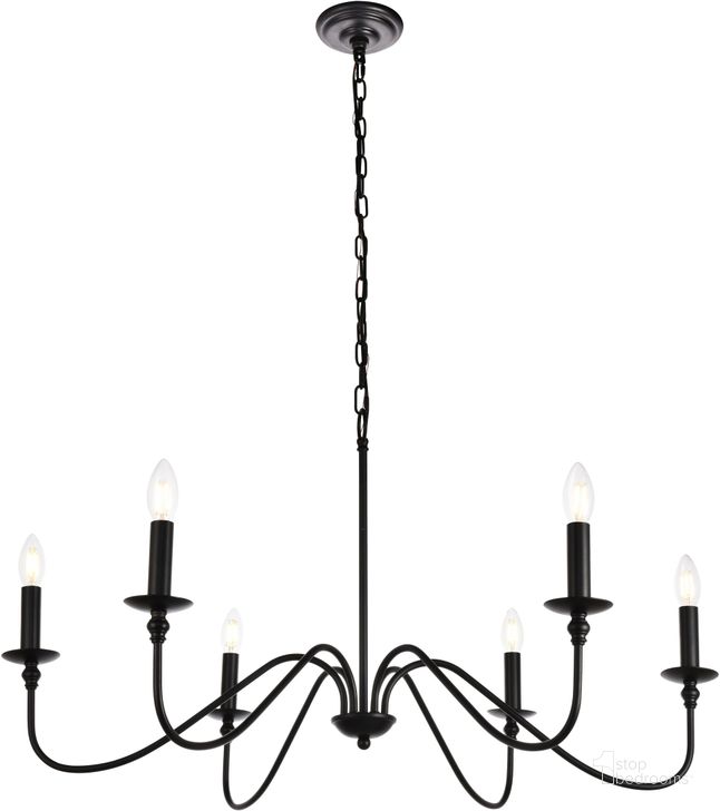 The appearance of Rohan 36" Matte Black 6 Light Chandelier designed by Elegant Lighting in the modern / contemporary interior design. This black piece of furniture  was selected by 1StopBedrooms from Rohan Collection to add a touch of cosiness and style into your home. Sku: LD5006D36MB. Product Type: Chandelier. Material: Iron. Image1