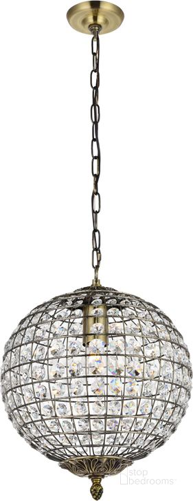 The appearance of Earlene 12" Antique Bronze And Clear 1 Light Pendant designed by Elegant Lighting in the modern / contemporary interior design. This brown piece of furniture  was selected by 1StopBedrooms from Earlene Collection to add a touch of cosiness and style into your home. Sku: LD5025. Product Type: Pendant Lighting. Material: Crystal. Image1