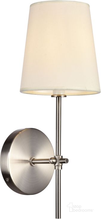 The appearance of Mel 5.5" Burnished Nickel 1 Light Wall Sconce designed by Elegant Lighting in the transitional interior design. This silver piece of furniture  was selected by 1StopBedrooms from Mel Collection to add a touch of cosiness and style into your home. Sku: LD6004W6BN. Material: Metal. Product Type: Wall Sconce. Image1