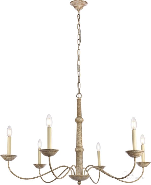 The appearance of Merritt 39.8" Weathered Dove 6 Light Chandelier designed by Elegant Lighting in the rustic / southwestern interior design. This gray piece of furniture  was selected by 1StopBedrooms from Merritt Collection to add a touch of cosiness and style into your home. Sku: LD6007D40WD. Material: Metal. Product Type: Chandelier. Image1
