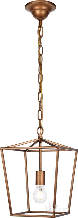 The appearance of Maddox 9.75" Vintage Gold 1 Light Pendant designed by Elegant Lighting in the industrial interior design. This gold piece of furniture  was selected by 1StopBedrooms from Maddox Collection to add a touch of cosiness and style into your home. Sku: LD6008D9G. Material: Metal. Product Type: Pendant Lighting. Image1