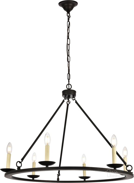 The appearance of Maine 32.4" Black 6 Light Chandelier designed by Elegant Lighting in the transitional interior design. This black piece of furniture  was selected by 1StopBedrooms from Maine Collection to add a touch of cosiness and style into your home. Sku: LD6010D32BK. Material: Metal. Product Type: Chandelier. Image1
