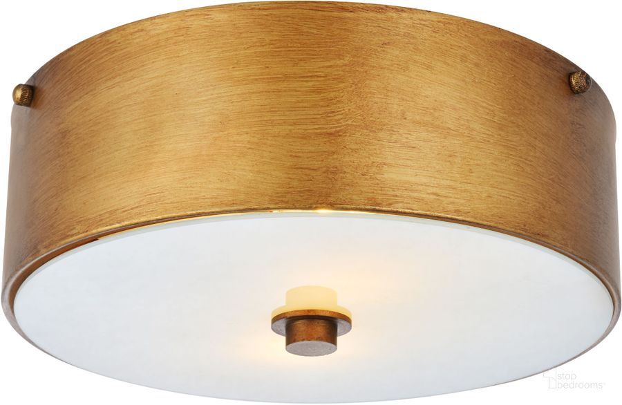 The appearance of Hazen 12" Vintage Gold And White 2 Light Flush Mount designed by Elegant Lighting in the modern / contemporary interior design. This gold piece of furniture  was selected by 1StopBedrooms from Hazen Collection to add a touch of cosiness and style into your home. Sku: LD6022. Material: Metal. Product Type: Flush Mount. Image1
