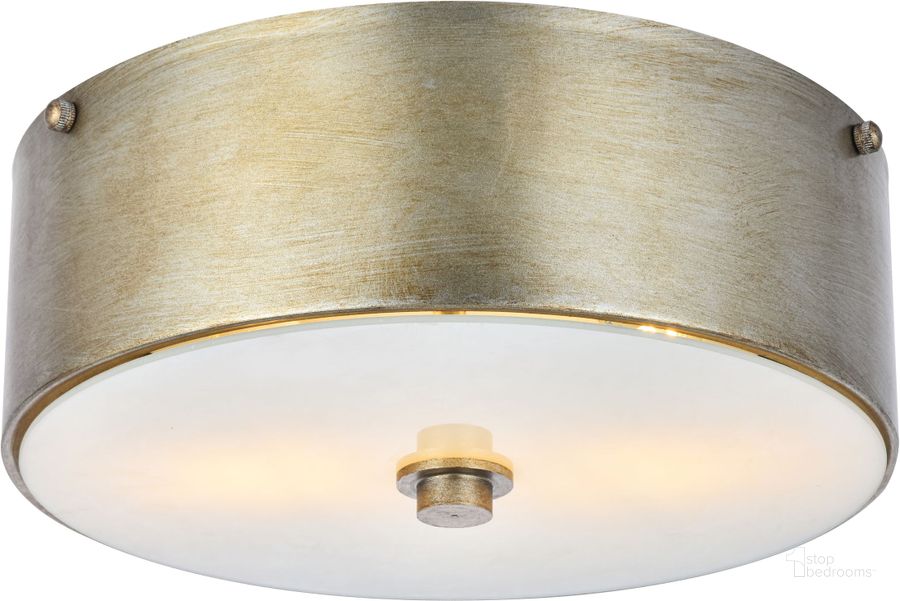 The appearance of Hazen 12" Vintage Silver And White 2 Light Flush Mount designed by Elegant Lighting in the modern / contemporary interior design. This silver piece of furniture  was selected by 1StopBedrooms from Hazen Collection to add a touch of cosiness and style into your home. Sku: LD6023. Material: Metal. Product Type: Flush Mount. Image1