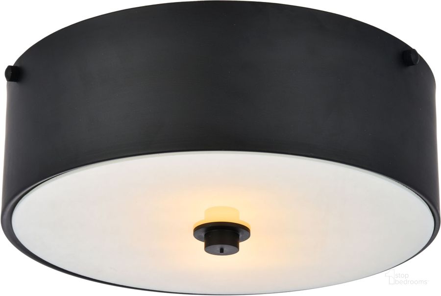The appearance of Hazen 12" Flat Black And White 2 Light Flush Mount designed by Elegant Lighting in the modern / contemporary interior design. This black piece of furniture  was selected by 1StopBedrooms from Hazen Collection to add a touch of cosiness and style into your home. Sku: LD6024. Material: Metal. Product Type: Flush Mount. Image1
