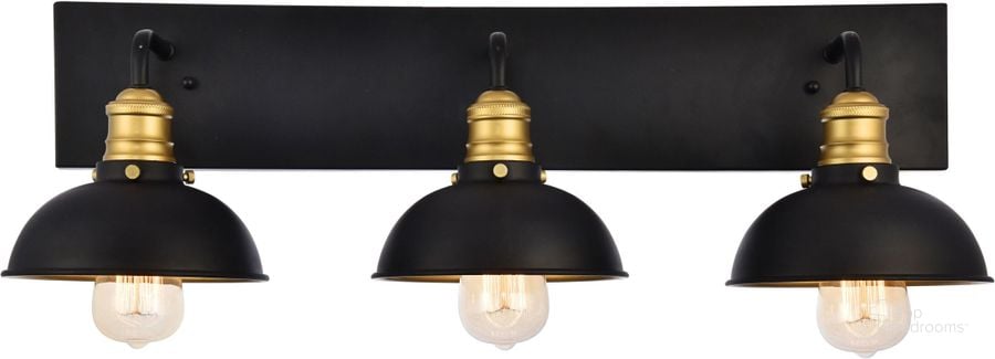 The appearance of Anders 27" Black And Brass 3 Light Wall Sconce designed by Elegant Lighting in the transitional interior design. This black piece of furniture  was selected by 1StopBedrooms from Anders Collection to add a touch of cosiness and style into your home. Sku: LD8004W27BK. Material: Steel. Product Type: Wall Sconce. Image1