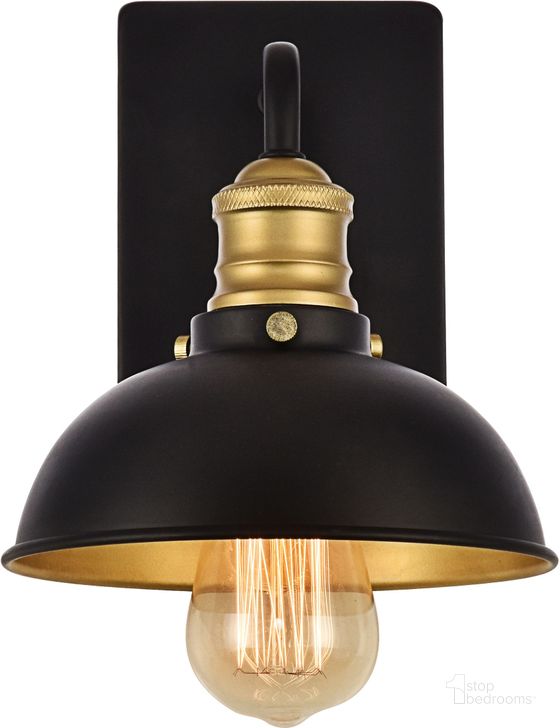 The appearance of Anders 7.1" Black And Brass 1 Light Wall Sconce designed by Elegant Lighting in the transitional interior design. This black piece of furniture  was selected by 1StopBedrooms from Anders Collection to add a touch of cosiness and style into your home. Sku: LD8004W7BK. Material: Steel. Product Type: Wall Sconce. Image1